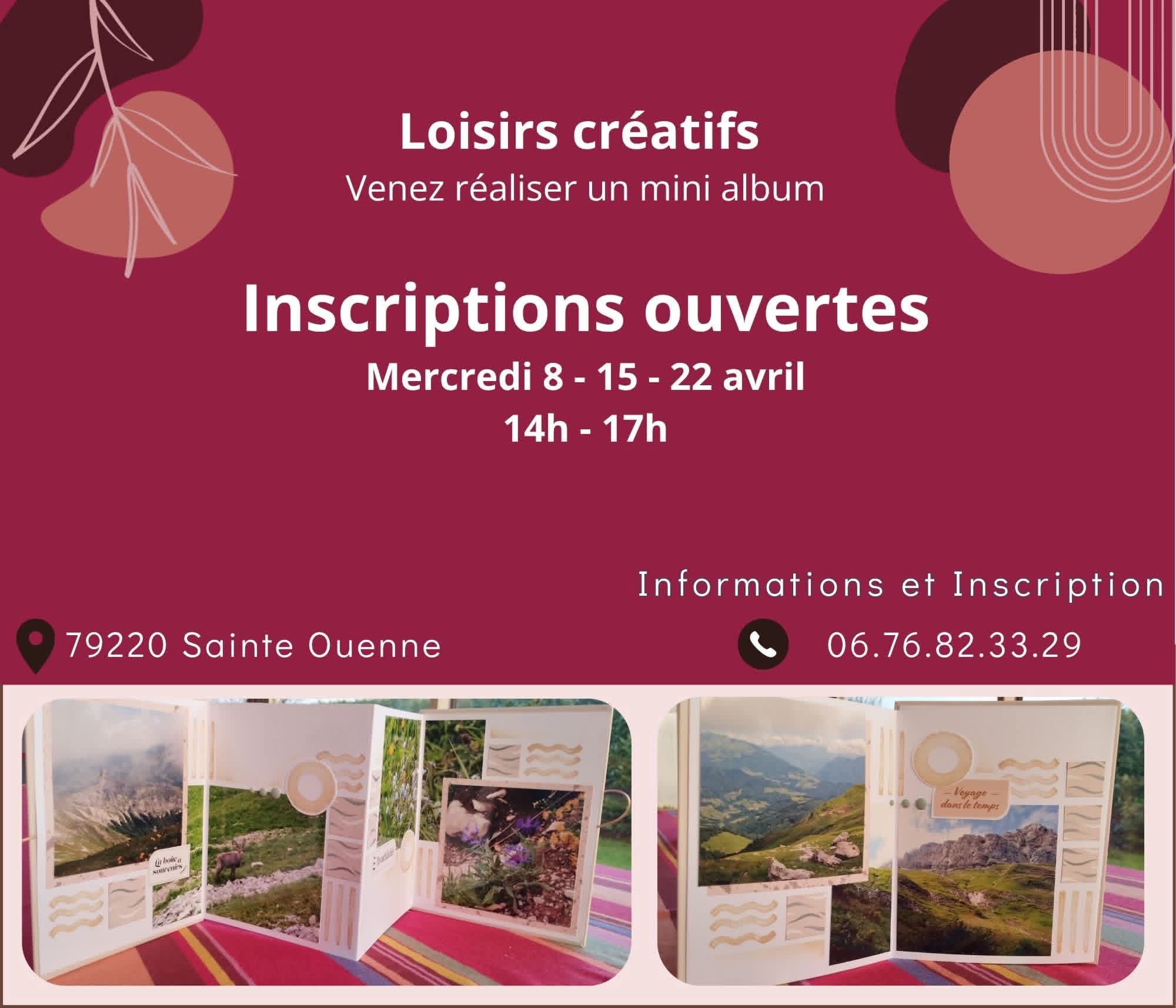 Inscription atelier mini album scrap